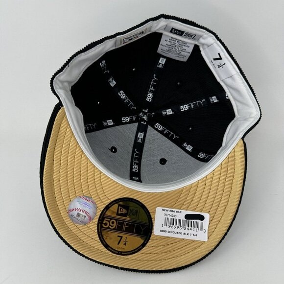 NWT Chicago Cubs Corduroy Fitted Hat 7 1/4 Cap MLB Baseball Black Gold Mens‎ - Picture 6 of 7